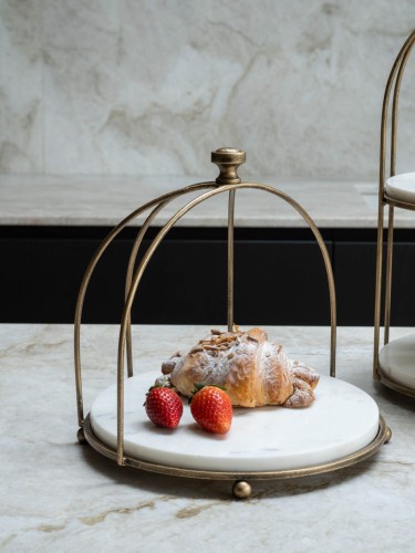 Pimlico Decorative Display Stand 26 cm – White Marble and Antique Gold