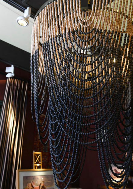 Beads Gradient boho chandelier with iron frame