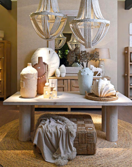 Boho styled chandelier - White Beads Chandelier 105x72 cm