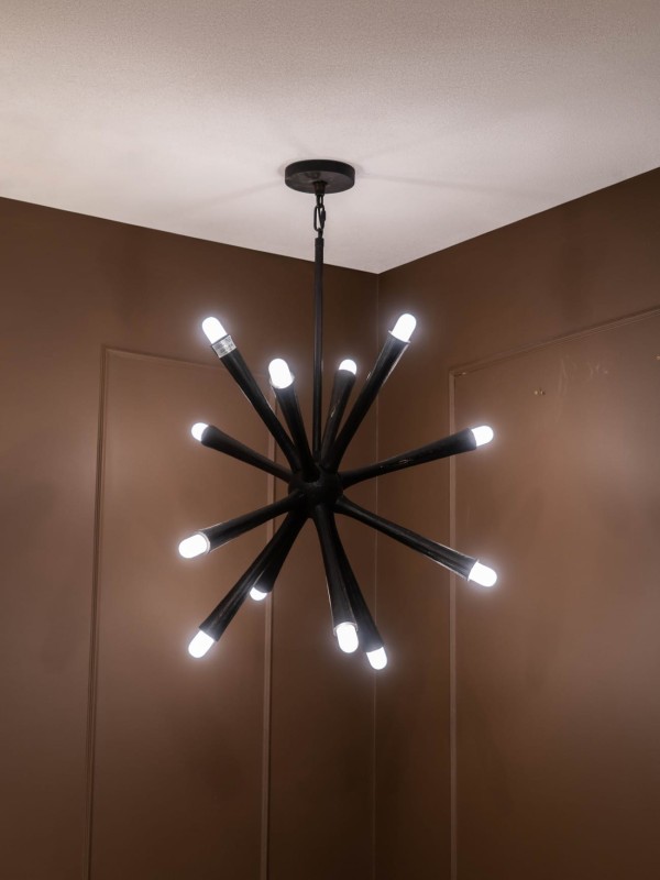 Black Eleven Modern Chandelier with Aluminium Black Frame