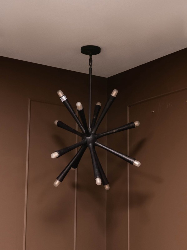Black Eleven Modern Chandelier with Aluminium Black Frame