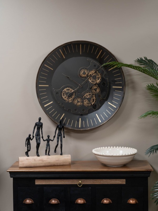 Ennismore black and gold wall clock 80 cm