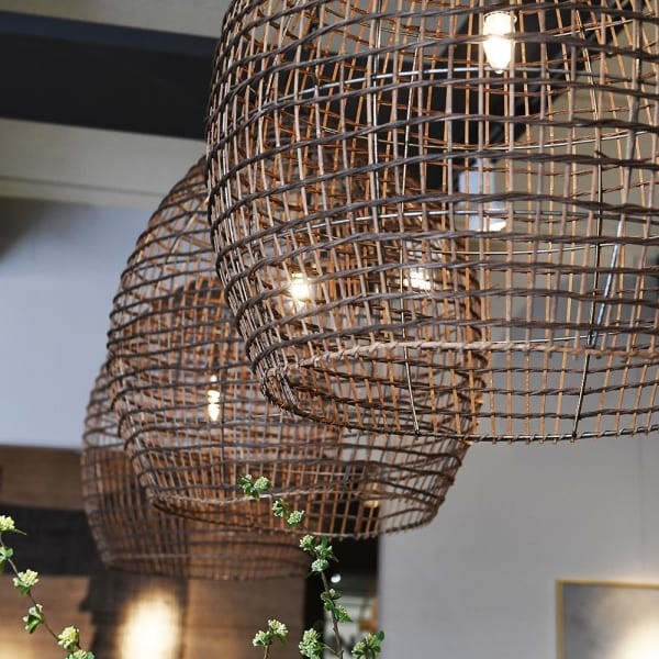 Rattan Oval Ceiling Light – 68 cm, Natural Rattan & Iron