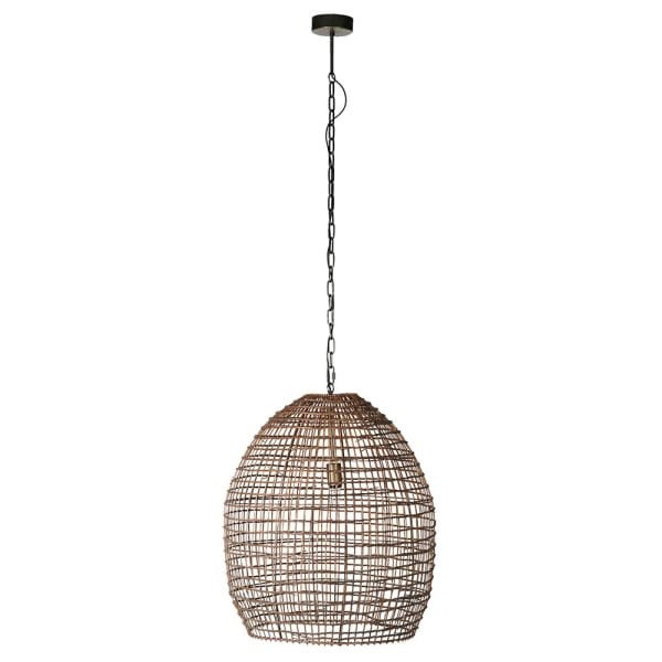 Rattan Oval Ceiling Light – 68 cm, Natural Rattan & Iron