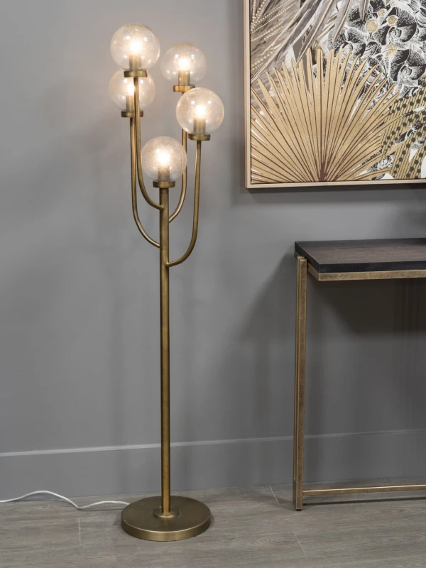 Bubble gold floor lamp 137 cm with glass globe shades