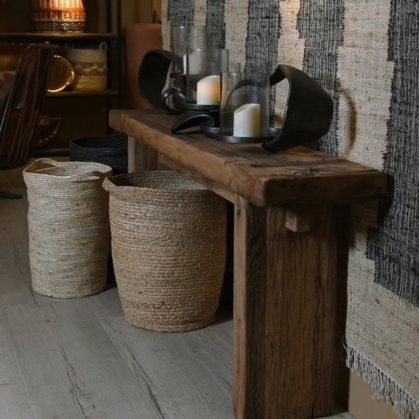 Boho 160 cm Console Table in Reclaimed Solid Oak – Colonial Style