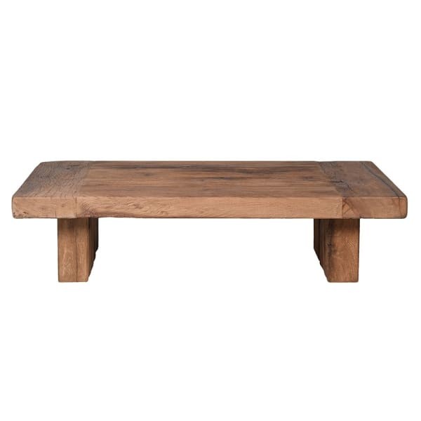 Rustic reclaimed wood coffee table with a 135 × 70cm top