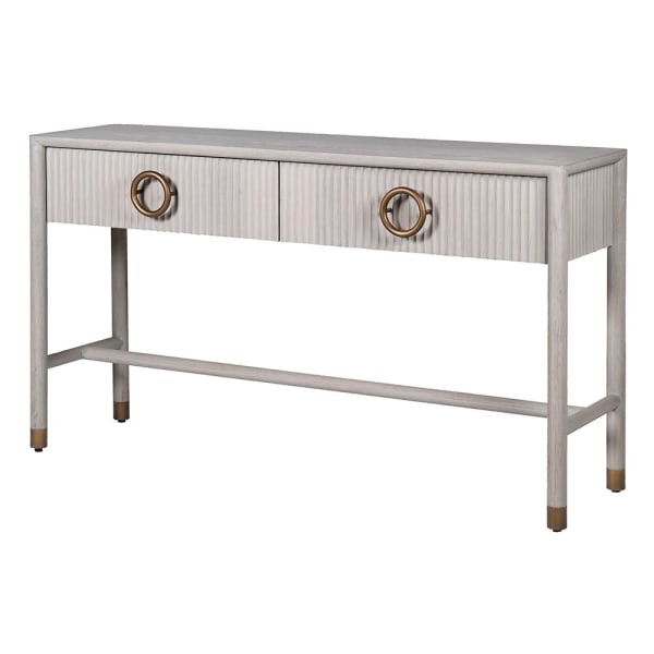 White Belgravia 150 cm Wooden Console Table – Light Oak Finish, Elegant Living Room Furniture