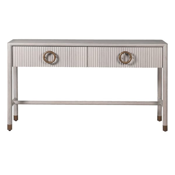 White Belgravia 150 cm Wooden Console Table – Light Oak Finish, Elegant Living Room Furniture