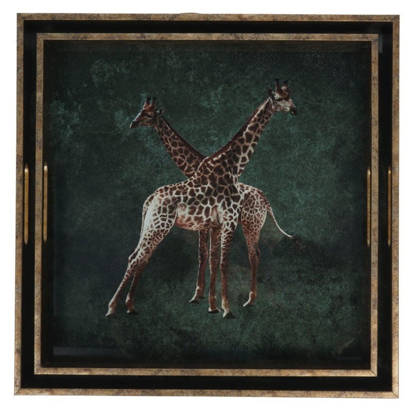 Set of two glass trays featuring a giraffe motif