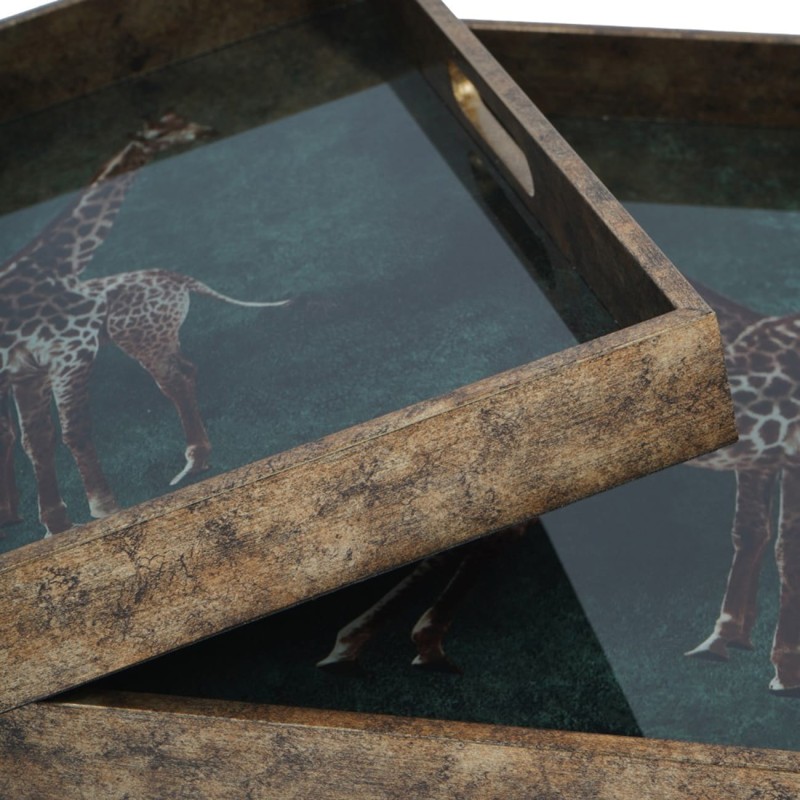 Square decorative trays with integrated side handles