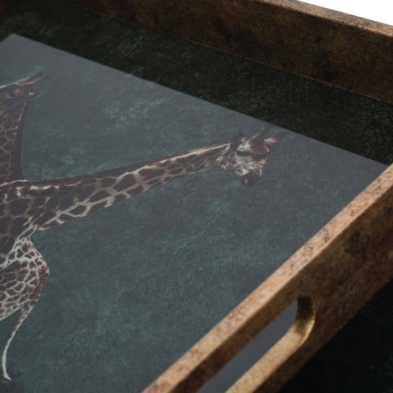 Square decorative trays with integrated side handles