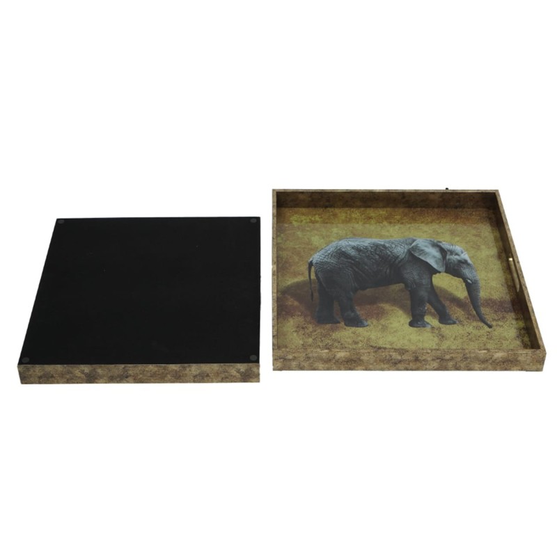 Large and small antique gold decorative trays