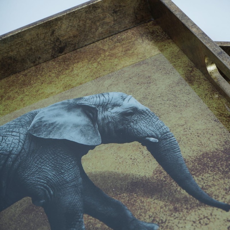 Elephant tray set measuring 45 cm and 40 cm