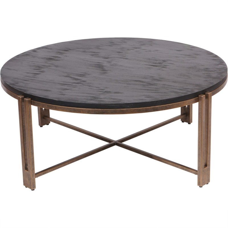 Knightsbridge Coffee Table – 101 cm Mango Wood with Antique Gold Metal Base