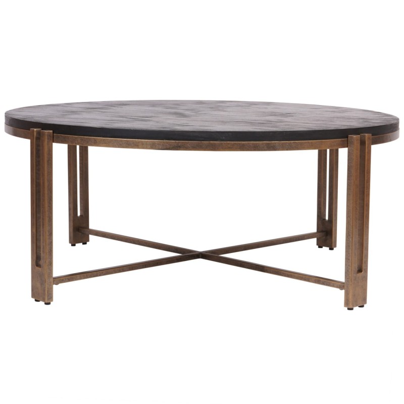 Round mango wood and iron coffee table