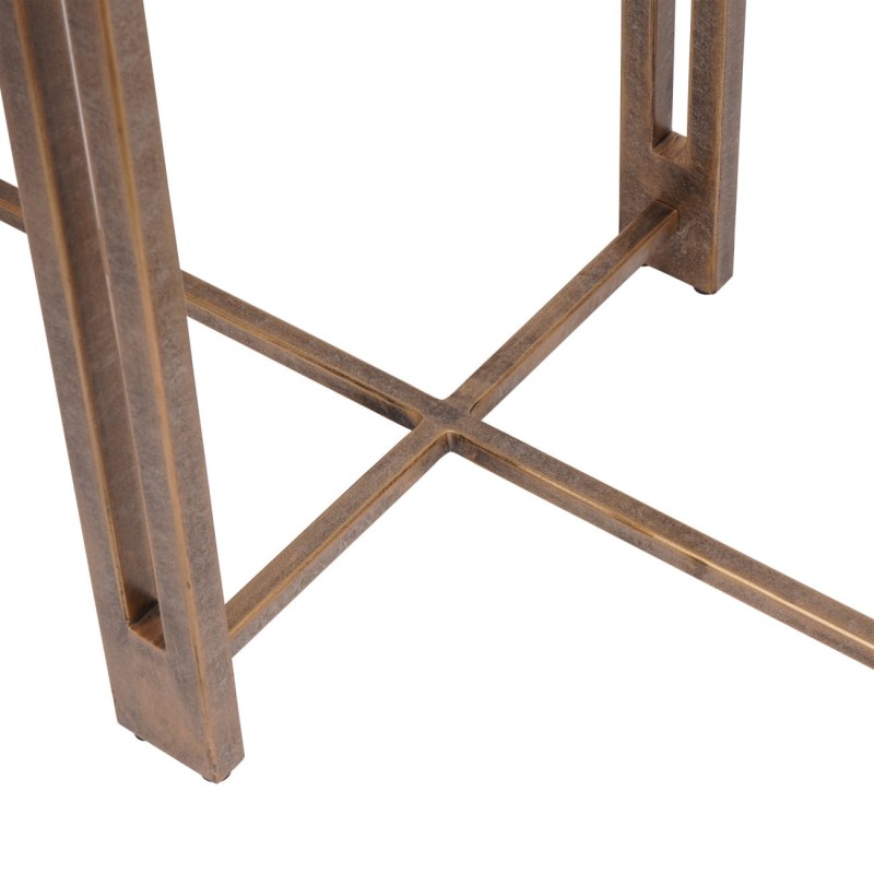 Slim console table with dark wooden top and metal base