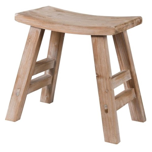 Boho Low Wooden Stool 39cm – Natural Fir Wood