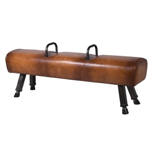 Chester Leather Bench 150 cm in Brown Genuine Leather