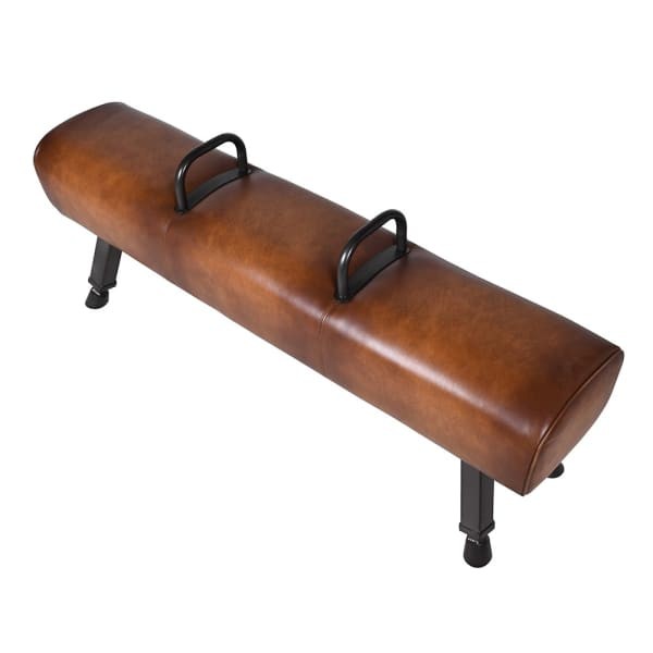 Brown Chester Leather Bench in genuine leather for a hallway or bedroom