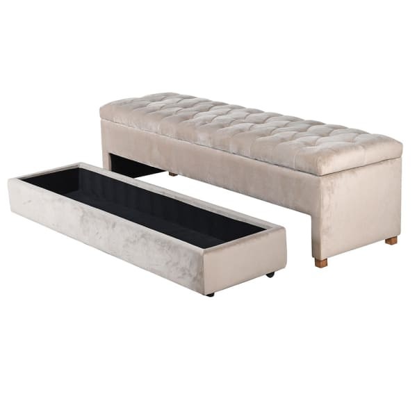 Chelsea Cream bedroom bench with separate pull-out shoe storage drawer