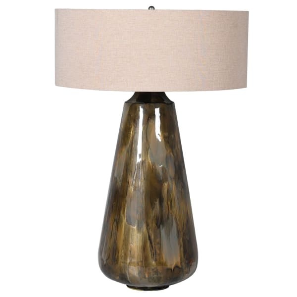Westminster large table lamp with an olive and gold enamelled base