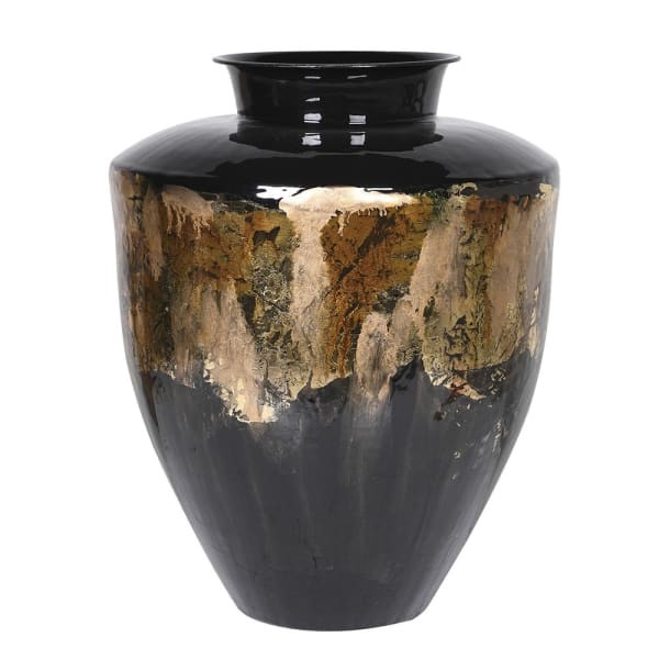 Ayrton Gold black and gold enamelled vase 45cm