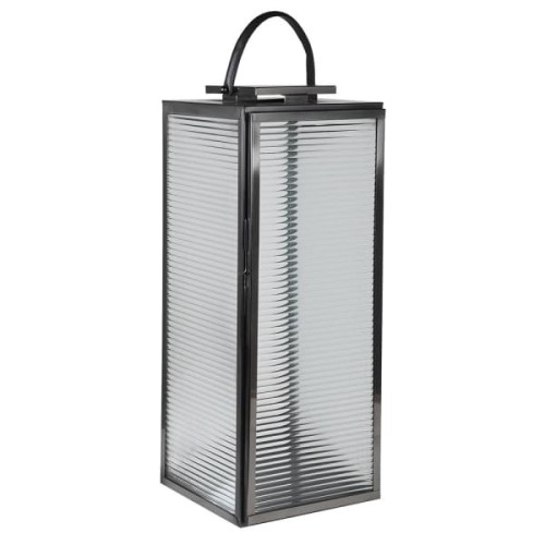Chelsea Silver Lantern 78 cm with Black Leather Handle