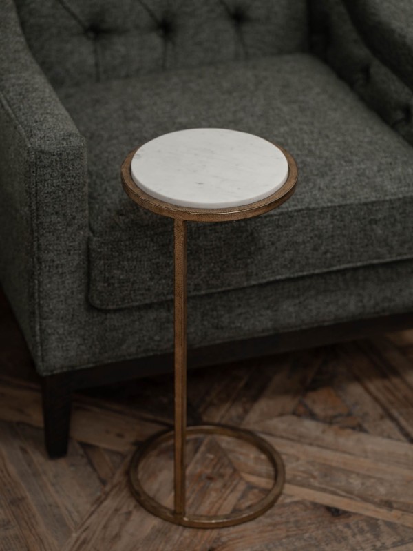 Belgrave White Marble Side Table 59 cm – Banswara White Marble