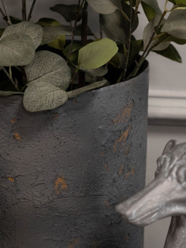 Set of two large grey Volcano metal planters