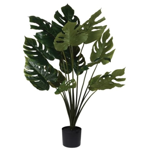 Artificial Kent Monstera Plant 105 cm in a Black Plastic Pot