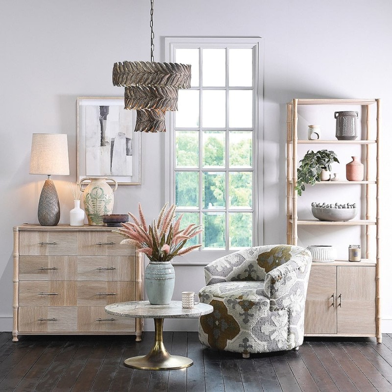 Surrey Forest Coffee Table 75 cm green and grey marble top one leg table