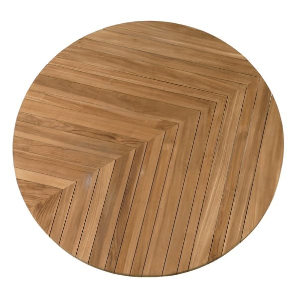 Teak Round Dining Table – 150 cm Solid Teak Wood with Single Pedestal Base