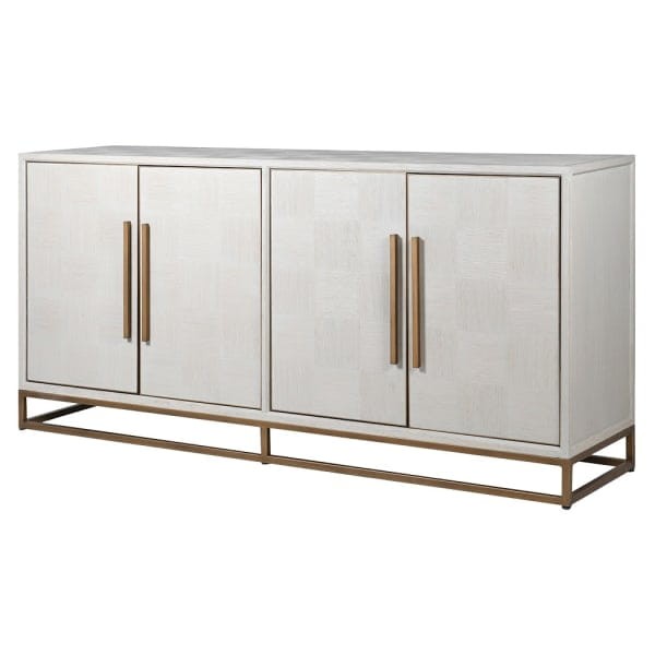 Primrose 180 cm sideboard buffet in light oak wood with elegant copper detailing, perfect for stylish storage