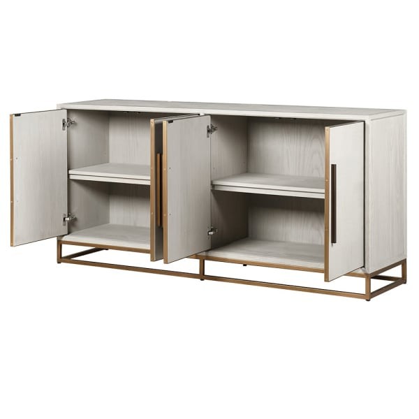 Primrose 180 cm sideboard buffet in light oak wood with elegant copper detailing, perfect for stylish storage