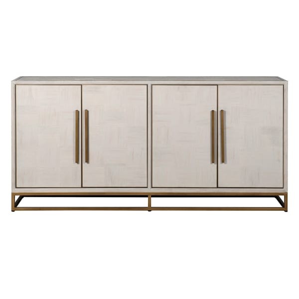 Primrose 180 cm sideboard buffet in light oak wood with elegant copper detailing, perfect for stylish storage