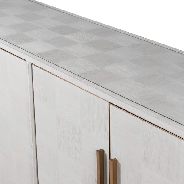 Primrose 180 cm sideboard buffet in light oak wood with elegant copper detailing, perfect for stylish storage