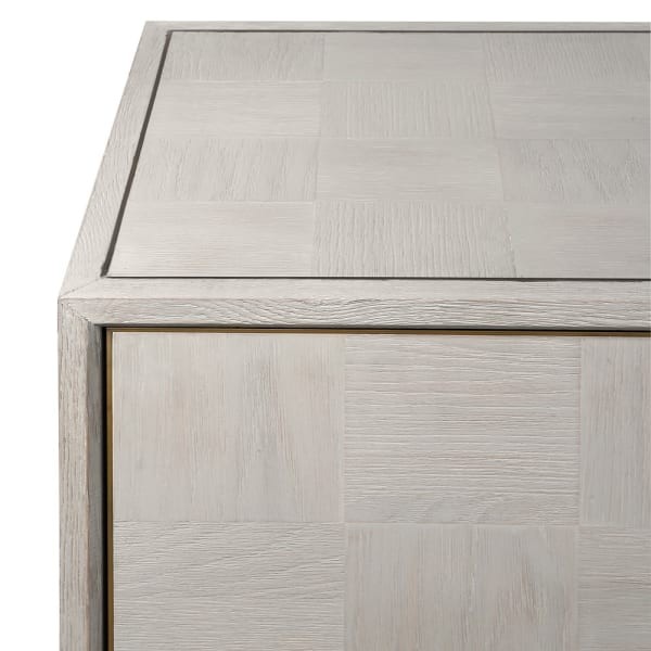 Primrose 180 cm sideboard buffet in light oak wood with elegant copper detailing, perfect for stylish storage