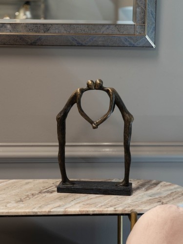 Brompton Kiss Couple Sculpture 30.5 cm – Antique Bronze Heart Design