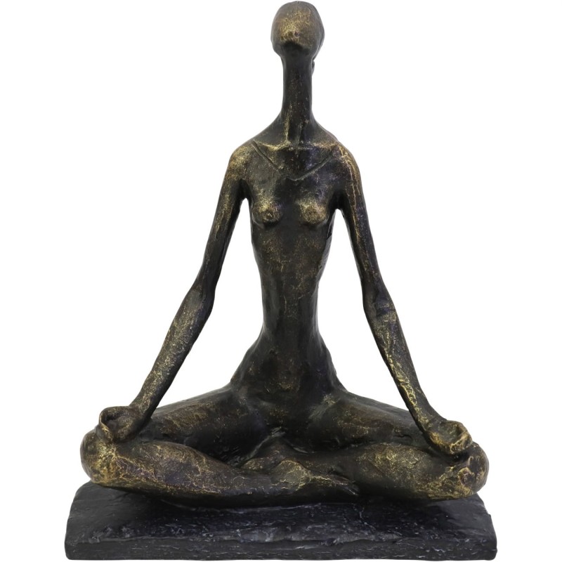 Antique bronze female yoga figurine measuring 26 cm