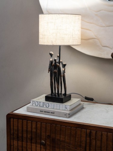 Family Sculptural Table Lamp 53 cm – Cream Shade and Bronze Family Base