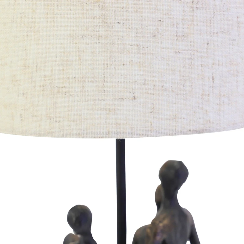 Sculptural lamp with a pale cylindrical shade
