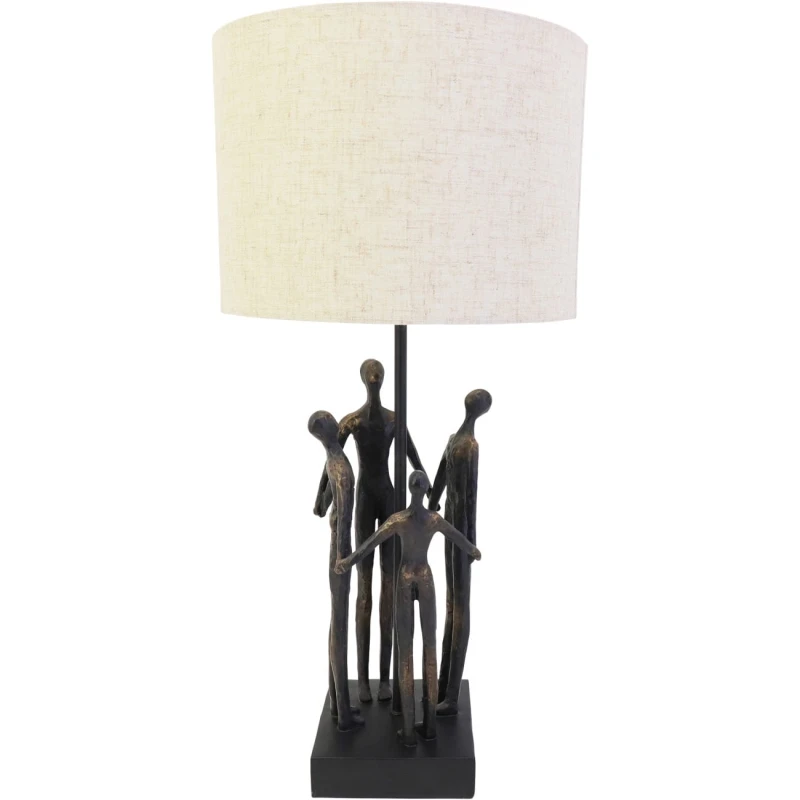 Decorative table lamp with a cream fabric shade