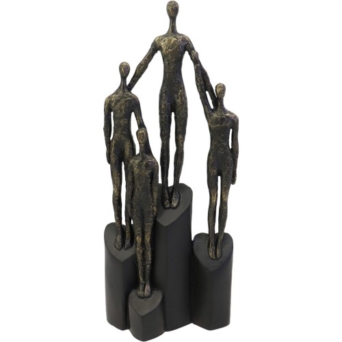 Family on Plinths Sculpture 41.5 cm – Antique Bronze Family with Heart Bases