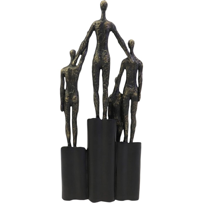 Family sculpture displayed on heart-shaped plinths