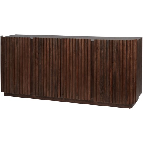 Montpelier Dark Mango Wood Sideboard 175 cm – Four-Door Fluted Cabinet