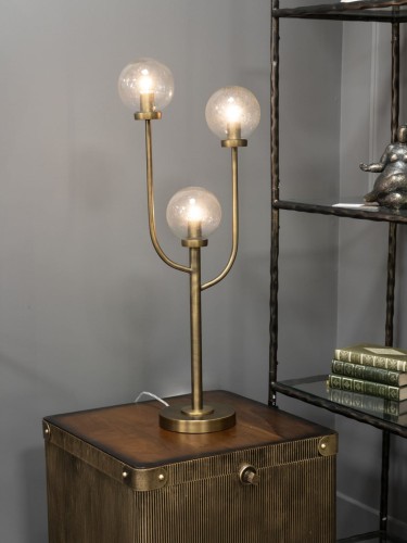 Bubble Gold Table Lamp 82 cm with Three Glass Globe Shades