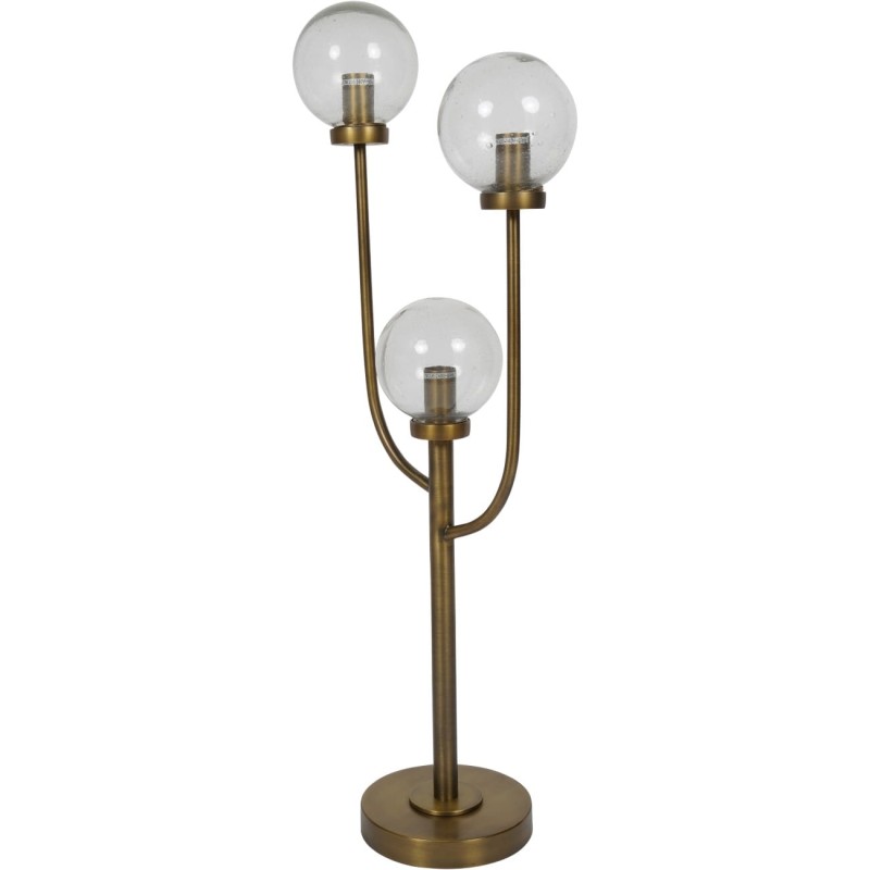Tall gold table lamp for a sideboard