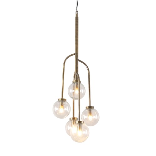 Bubble Gold Pendant Light 97 cm with Five Glass Globe Shades