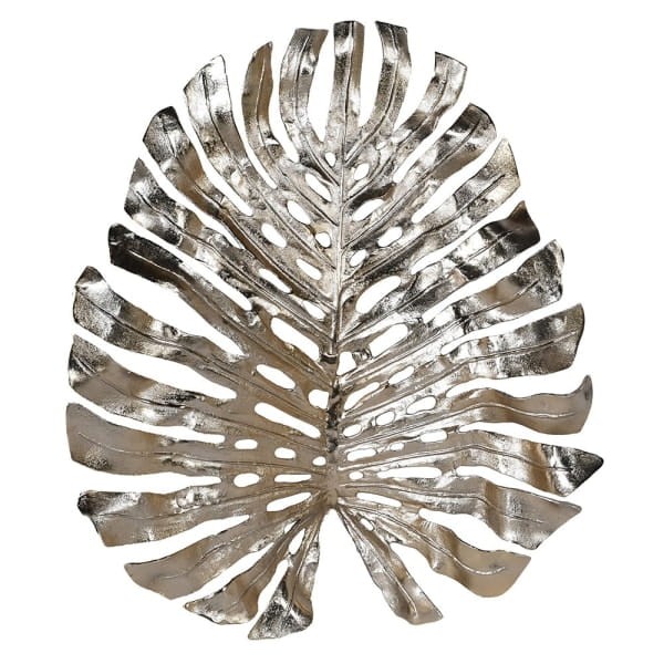 Monstera gold metal wall art in aluminium – 82 × 67 cm